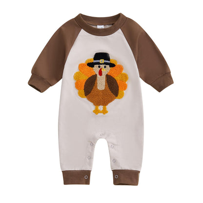 Baby Halloween Pumpkin Patch Romper - Long Sleeve Fall Winter Jumpsuit