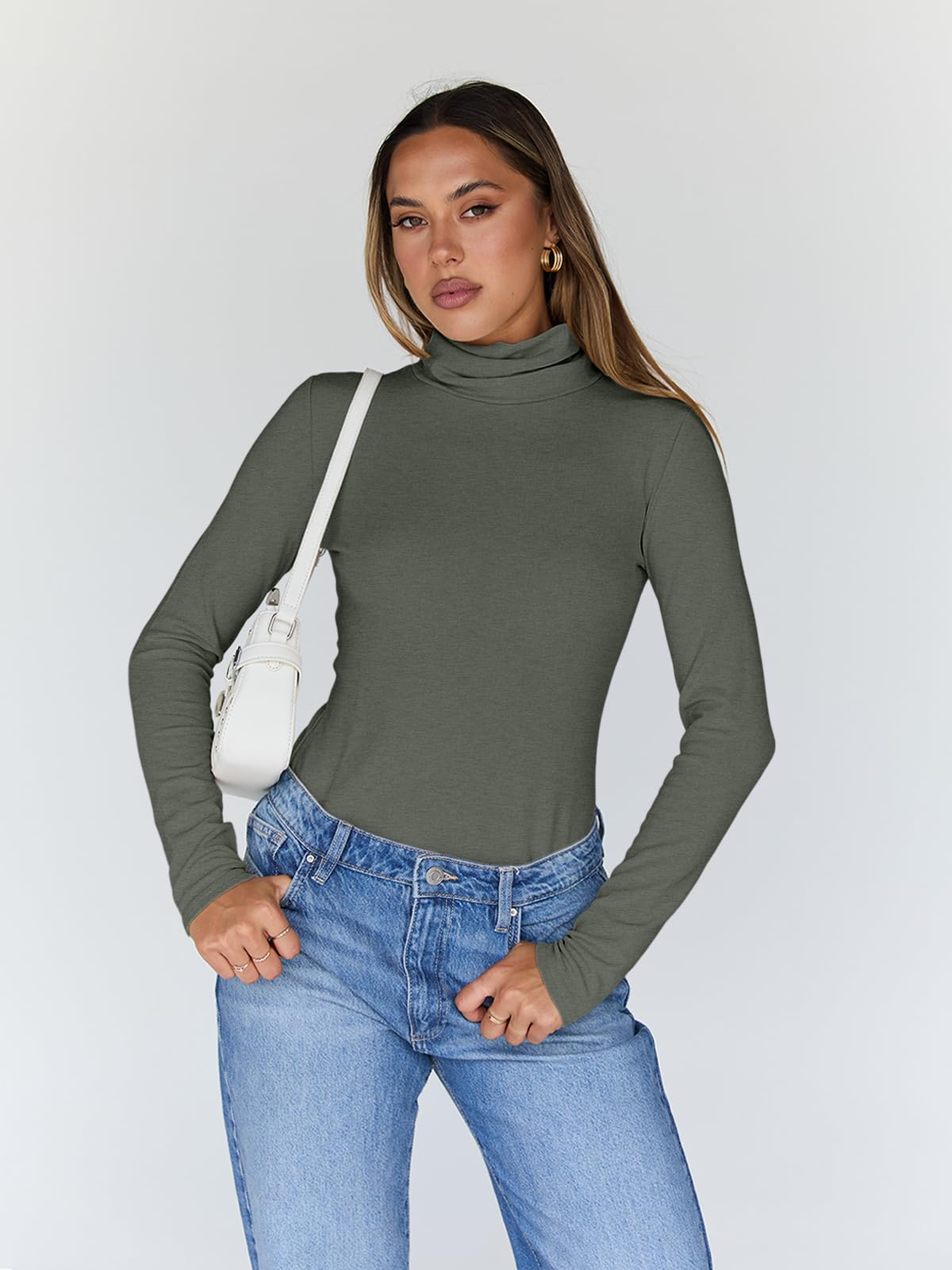 Women's Turtleneck Long Sleeve Shirts - Basic Thermal Underwear Tops