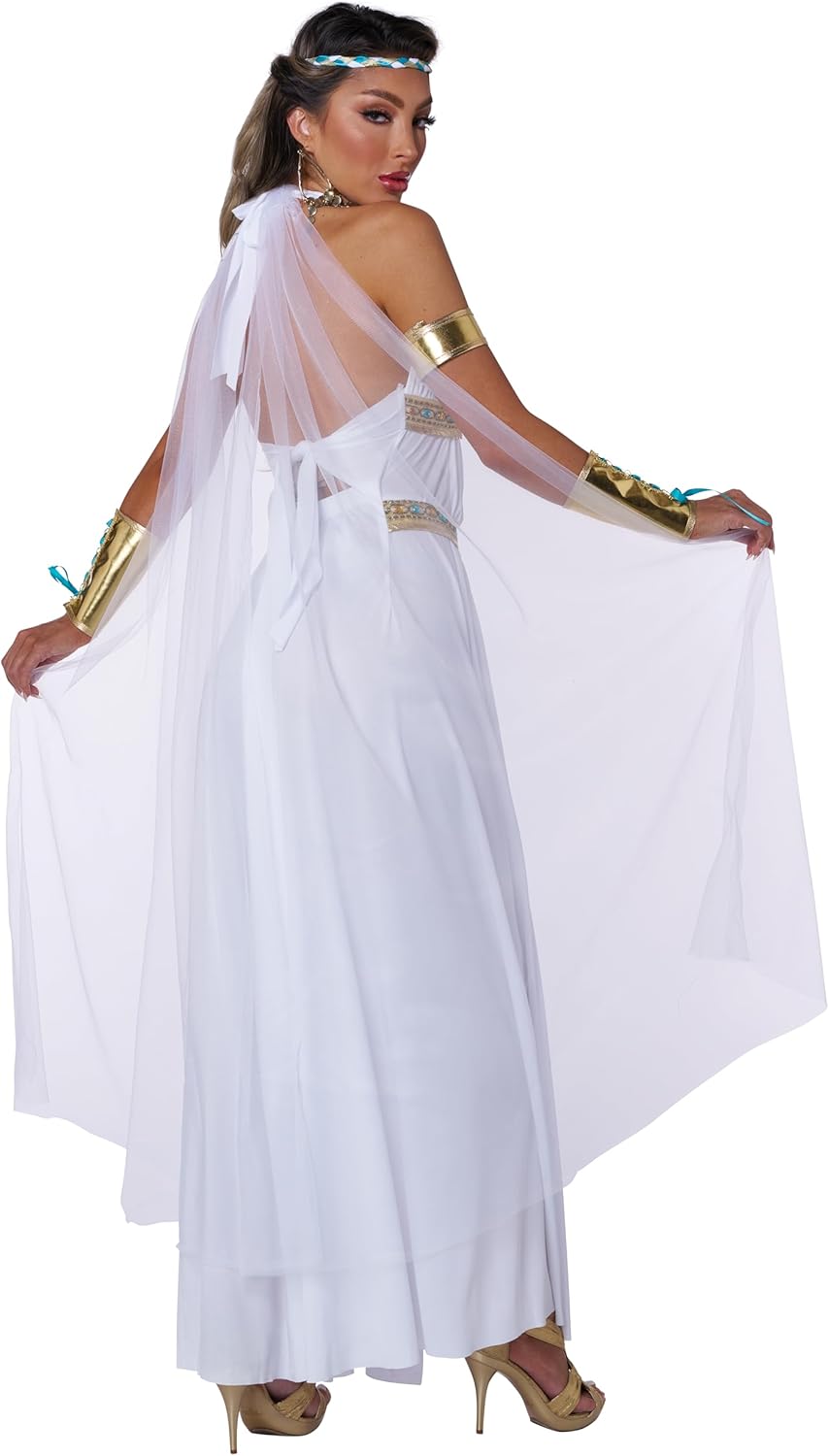 Glorious Goddess Costume - Women's Halter Dress with Cape and Arm Band