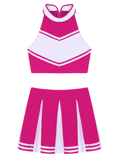 Cheerleader Costume - Women's Crop Top with Pleated Mini Skirt Uniform