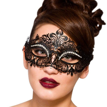 Rhinestone Metal Masquerade Mask for Women - Venetian Party Mask - Elegant Prom Ball Costume Accessory