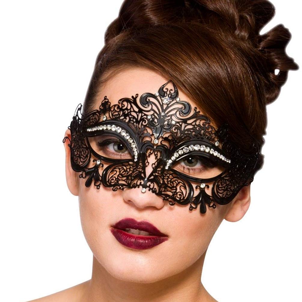 Rhinestone Metal Masquerade Mask for Women - Venetian Party Mask - Elegant Prom Ball Costume Accessory
