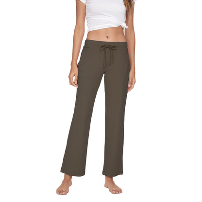 Women's Cotton Pajama Pants - Soft Comfortable Lounge Sleep Bottoms Brown
