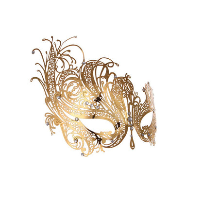 Rhinestone Metal Masquerade Mask for Women - Venetian Party Mask - Elegant Prom Ball Costume Accessory