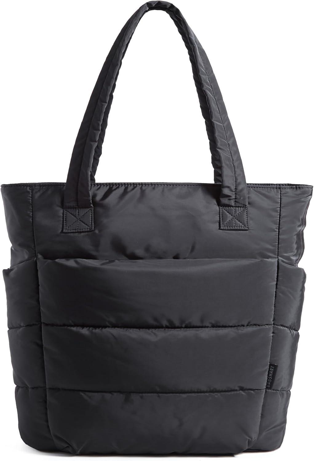Women's Quilted Tote Bag Lightweight Puffy Shoulder Bag with Compartments A-black-slim Size Slim Size