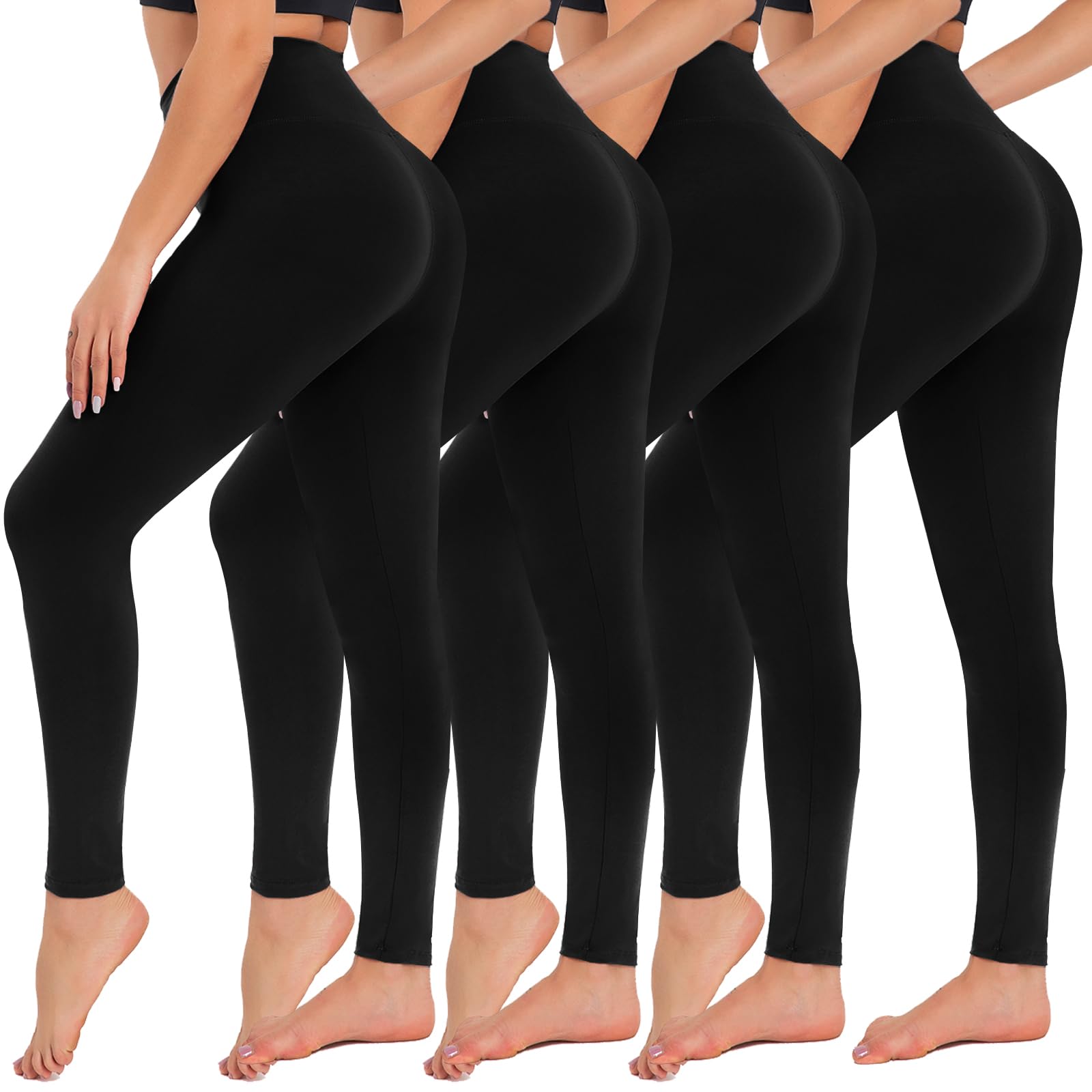 4 Pack High Waisted Leggings for Women - Tummy Control Yoga Pants Workout Set