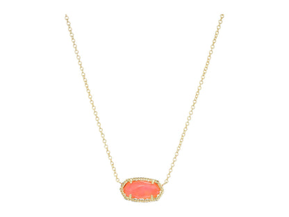 Kendra Scott Elisa Pendant Necklace - 14k Gold Plated Delicate Fashion Jewelry for Women GOLD - CORAL CRACKED MOP