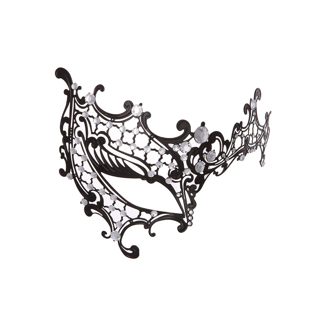 Rhinestone Metal Masquerade Mask for Women - Venetian Party Mask - Elegant Prom Ball Costume Accessory