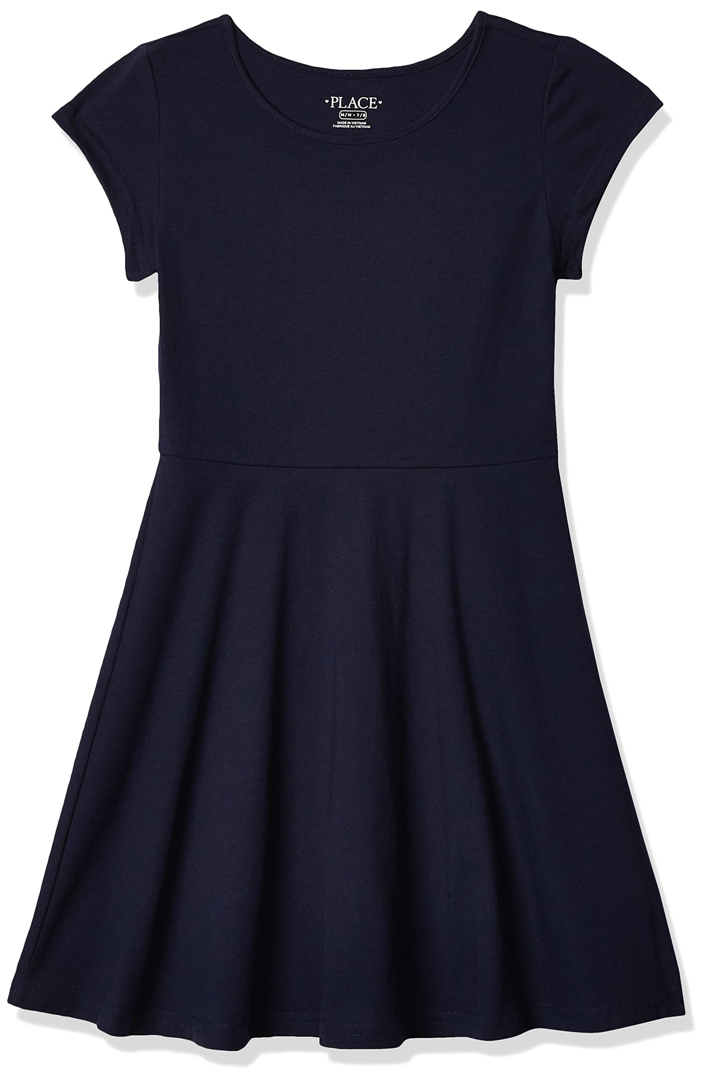 Girls Short Sleeve Skater Dress Round Neck Casual Summer Dress Tidal Single