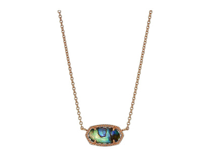 Kendra Scott Elisa Pendant Necklace - 14k Gold Plated Delicate Fashion Jewelry for Women ROSE GOLD - ABALONE SHELL