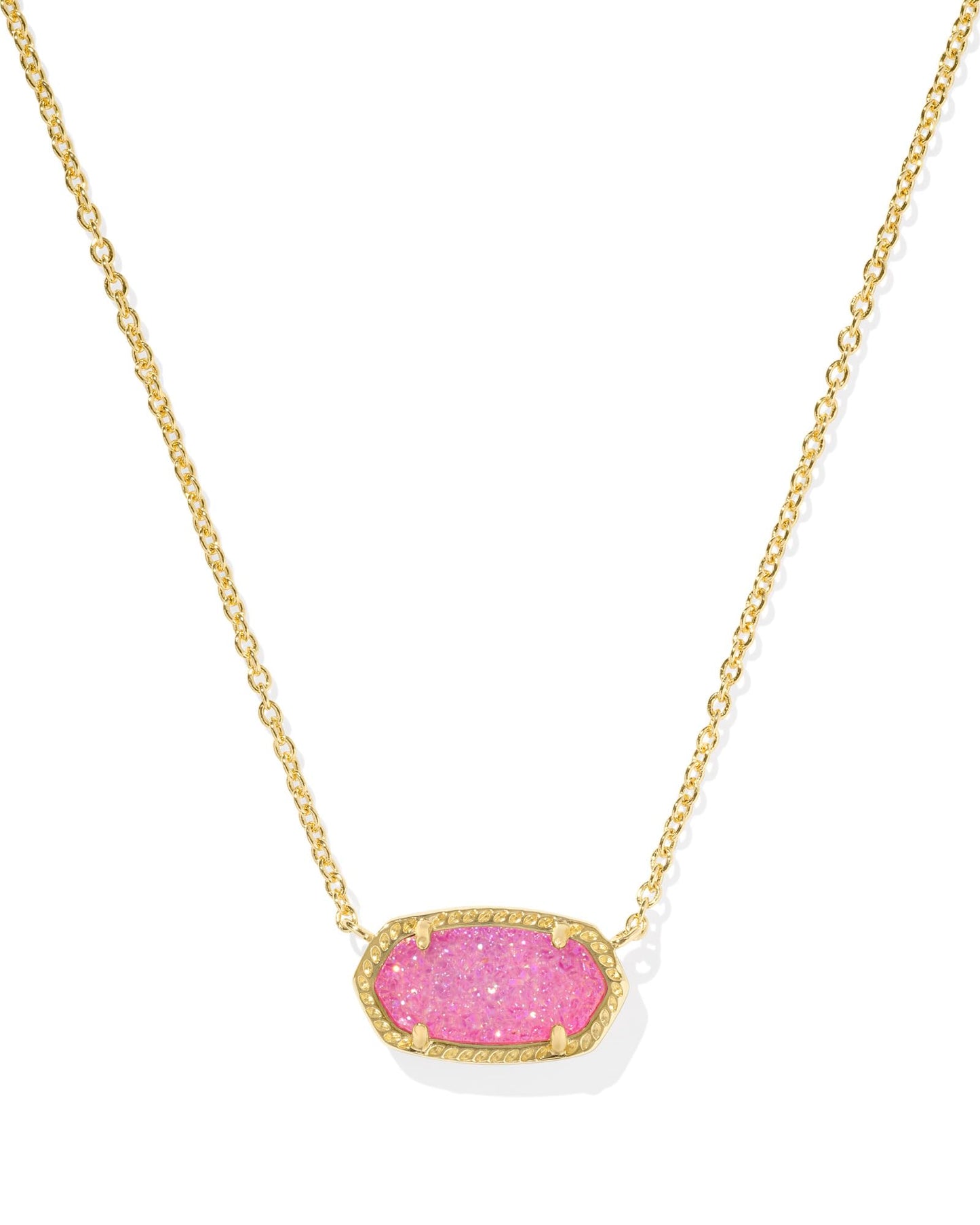 Kendra Scott Elisa Pendant Necklace - 14k Gold Plated Delicate Fashion Jewelry for Women GOLD - HOT PINK DRUSY