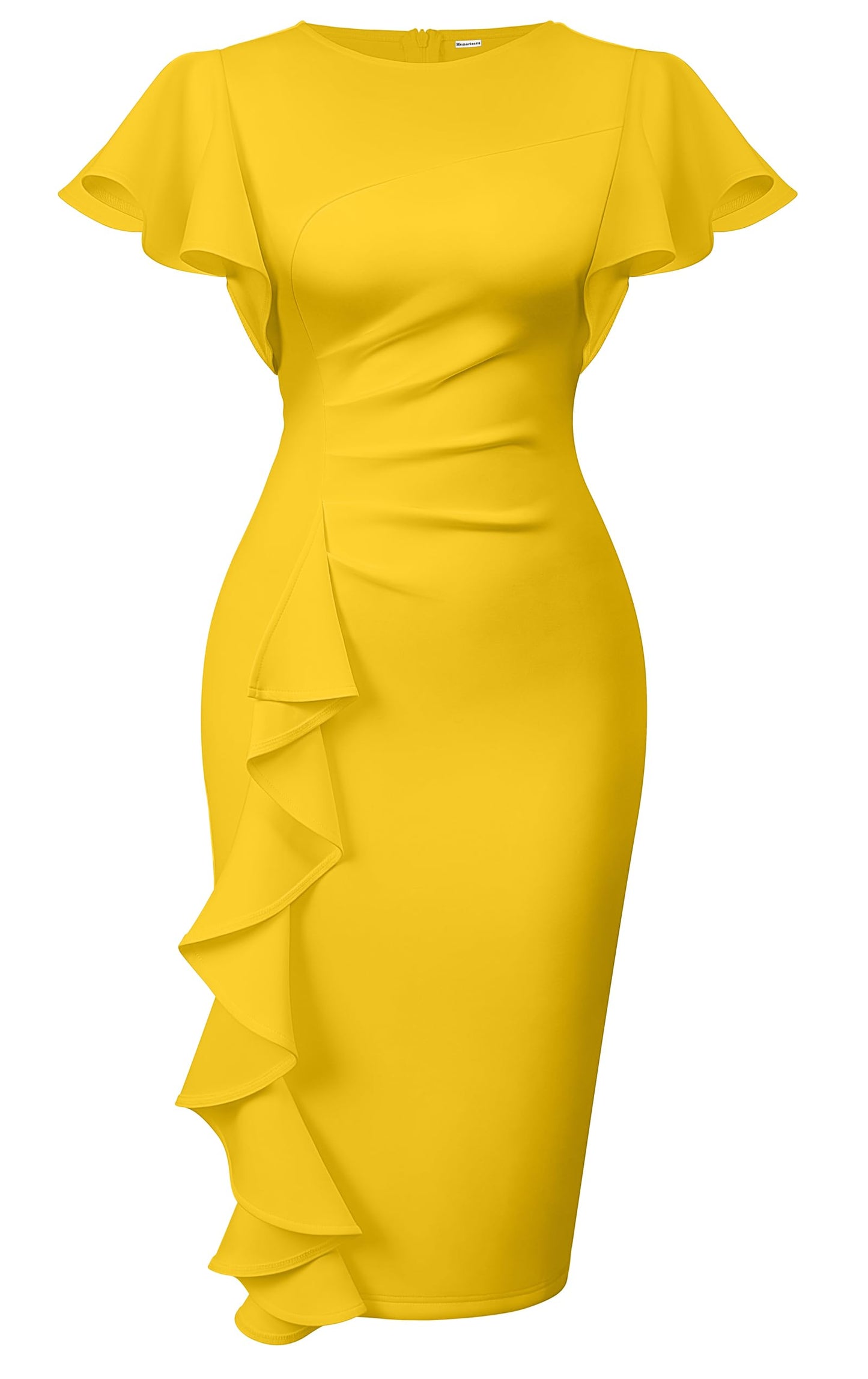 Cato Fashions Online - Women's Vintage Ruffle Sleeve Bodycon Midi Dress - Church Work Office Pencil Dress