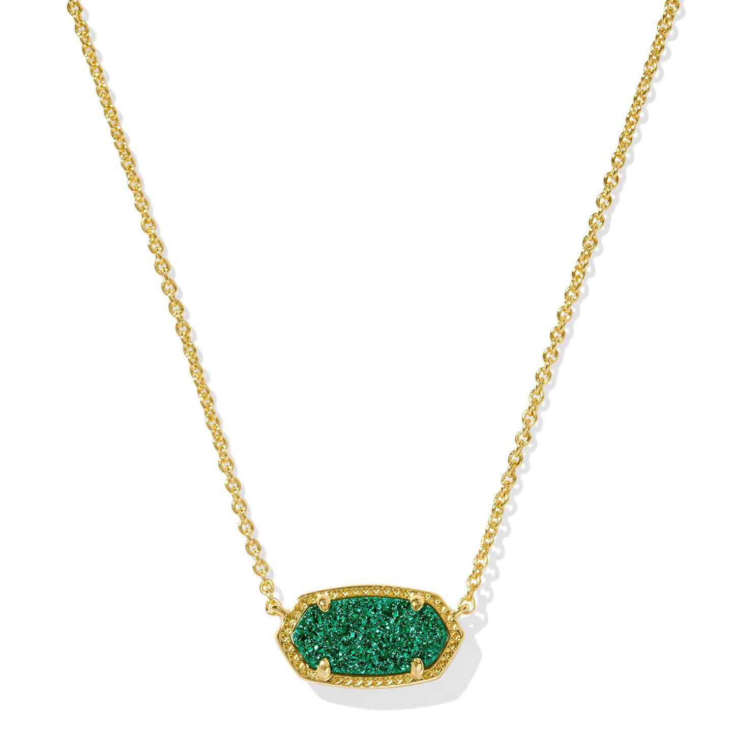 Kendra Scott Elisa Pendant Necklace - 14k Gold Plated Delicate Fashion Jewelry for Women GOLD - EMERALD DRUSY