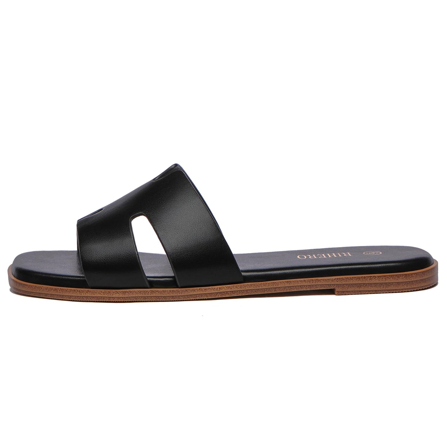 Women's Dressy Flat Sandals - Comfortable Slip On Leather Slide Sandals
