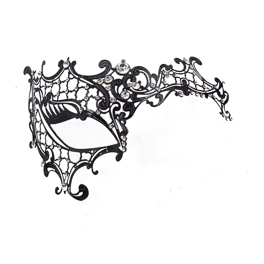 Rhinestone Metal Masquerade Mask for Women - Venetian Party Mask - Elegant Prom Ball Costume Accessory Half Face
