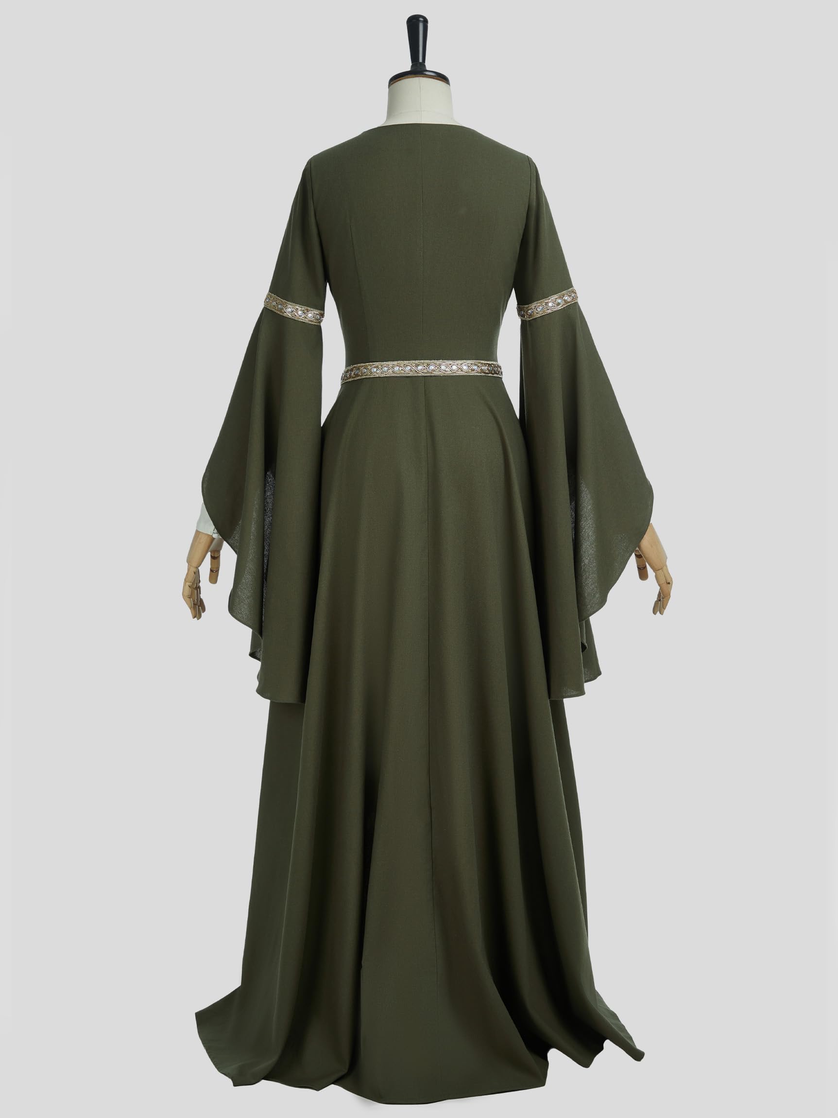 Medieval Queen Costume - Women's Renaissance Dress with Wide Sleeves and Belt