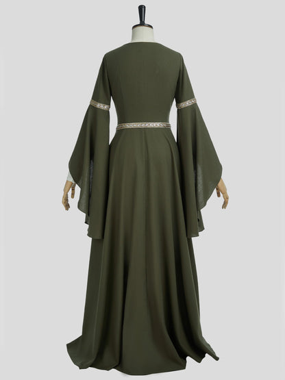 Medieval Queen Costume - Women's Renaissance Dress with Wide Sleeves and Belt