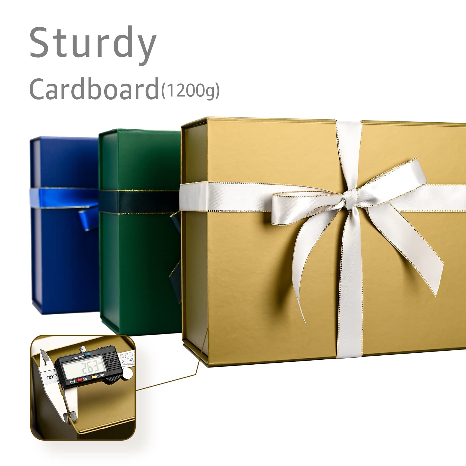 Gift Boxes with Lids 2 Pack - Magnetic Closure with Ribbon, Card, Filler & Sticker