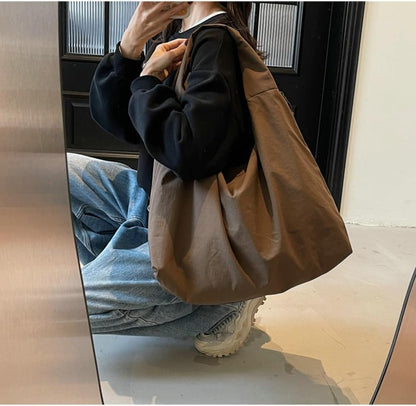 Women Slouchy Hobo Bag - Large Nylon Shoulder Crossbody Tote Handbag