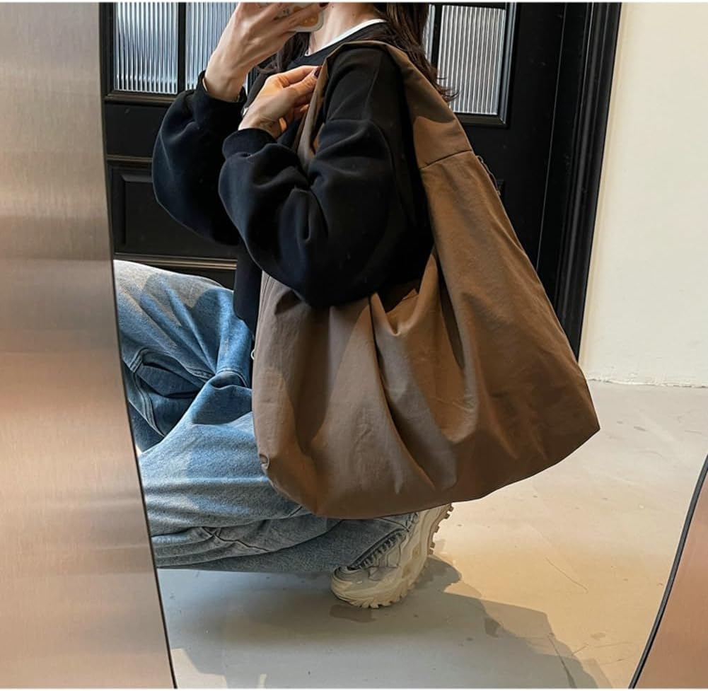 Women Slouchy Hobo Bag - Large Nylon Shoulder Crossbody Tote Handbag