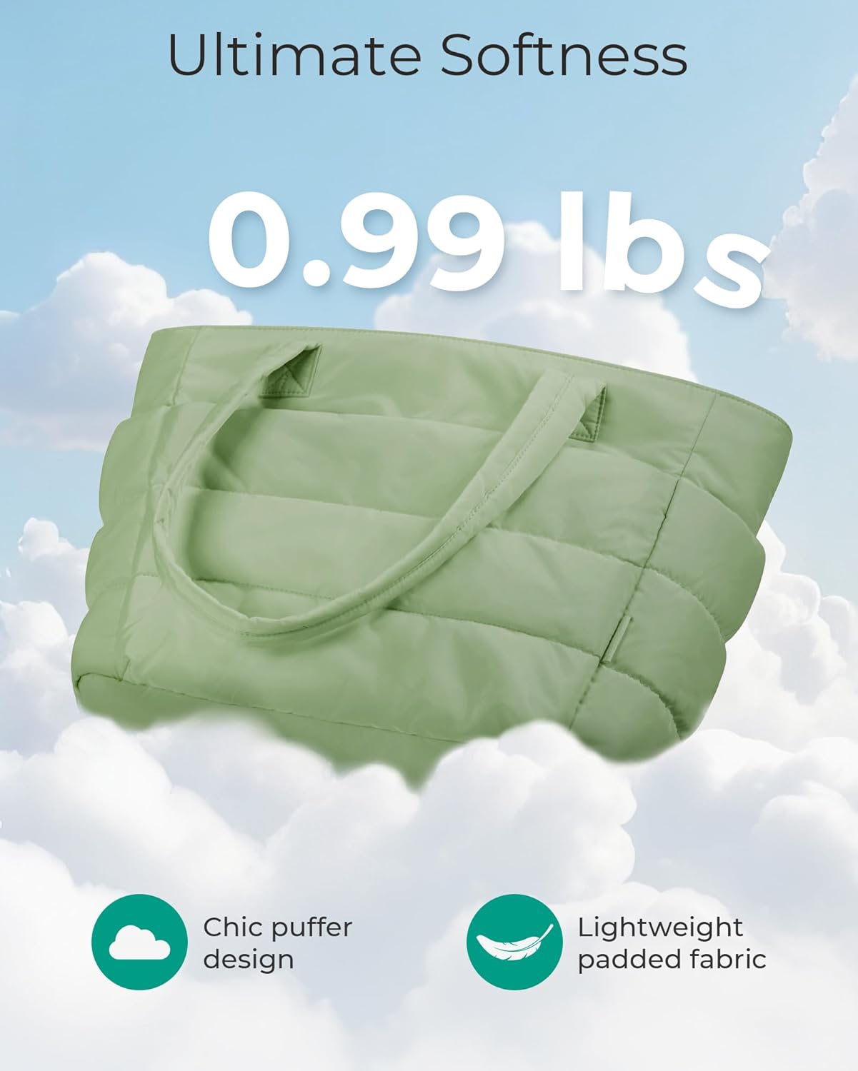 Women's Quilted Tote Bag Lightweight Puffy Shoulder Bag with Compartments