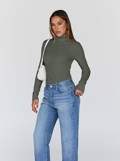 Women's Turtleneck Long Sleeve Shirts - Basic Thermal Underwear Tops