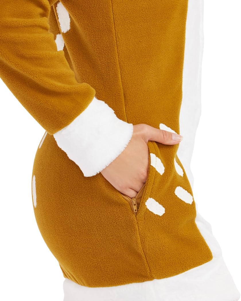 Deer Costume Dress - Women's Animal Halloween Outfit with Antlers and Crown