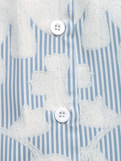 Floral Striped V-Neck Short Sleeve Shirt