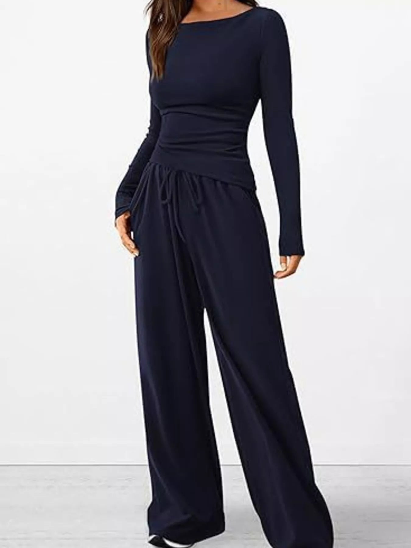 Long Sleeve Top and Wide Leg Pants Set