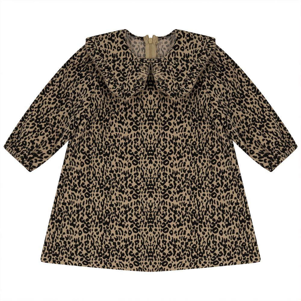 Lepord Print Corduroy Dress Ivory Leopard Print