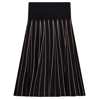 Jersey Kint Pleated Skirt Black Latte