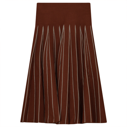 Jersey Kint Pleated Skirt Cognac latte