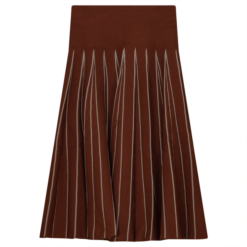 Jersey Kint Pleated Skirt Cognac latte