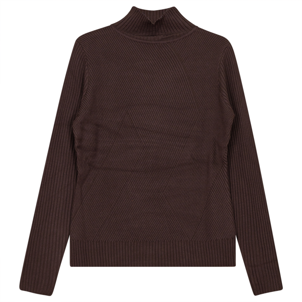 Cross Ribbed Mock Neck Sweater Coffee