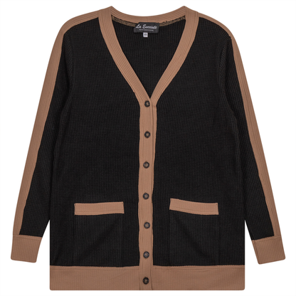 Maternity Waffle Contrast Cardigan Black Taupe