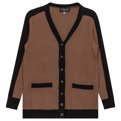 Maternity Waffle Contrast Cardigan Cocoa Black
