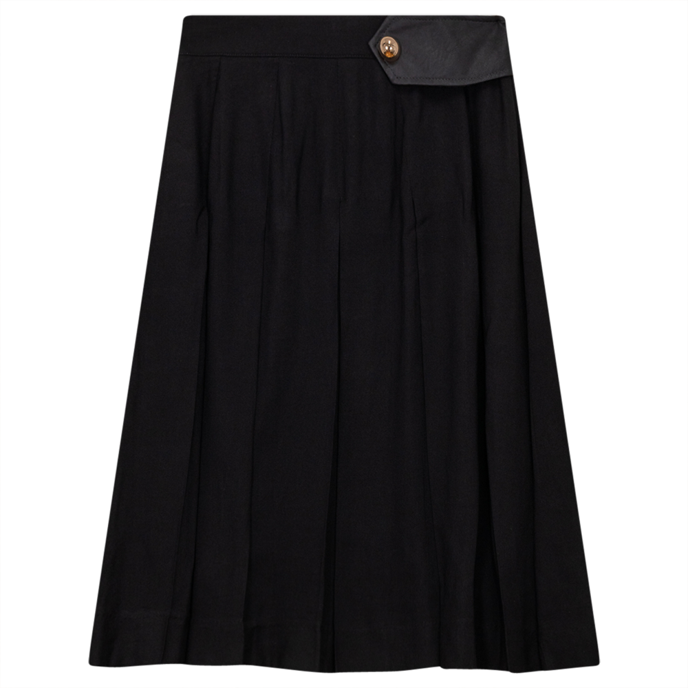 Pleated Skirt With Black Leather Tab