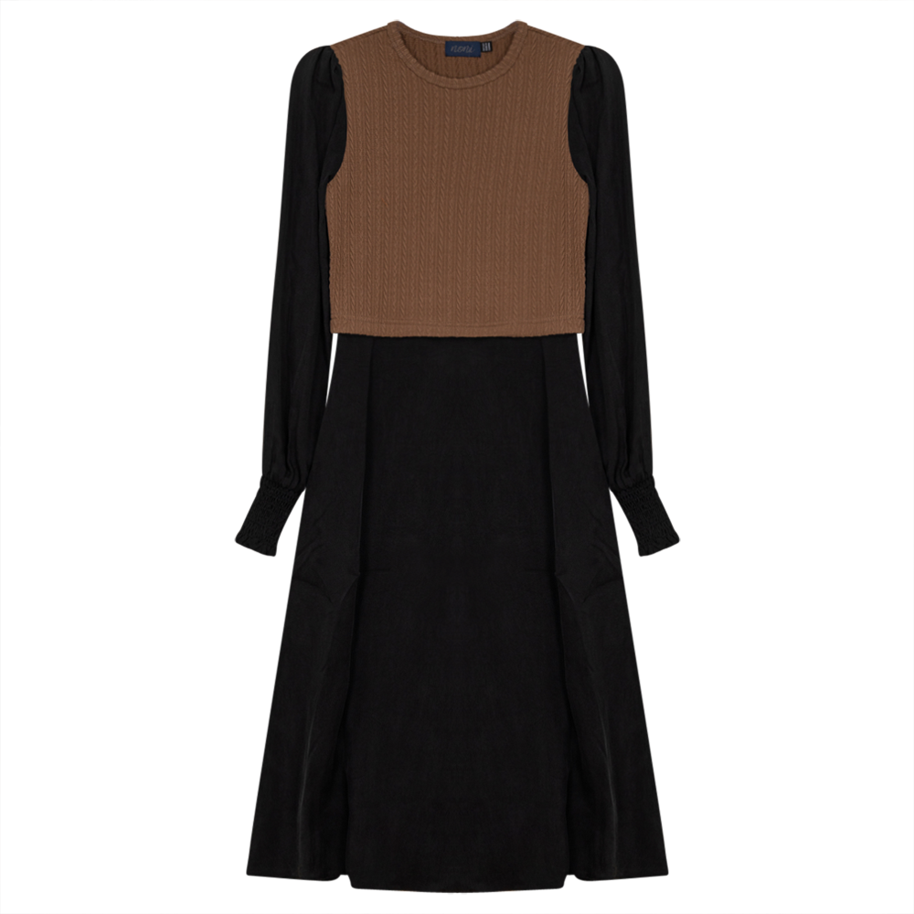 Dress With Mini Cable Knit Vest