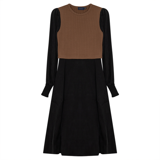 Dress With Mini Cable Knit Vest