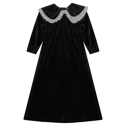 Waffle Velour Dress With Collar