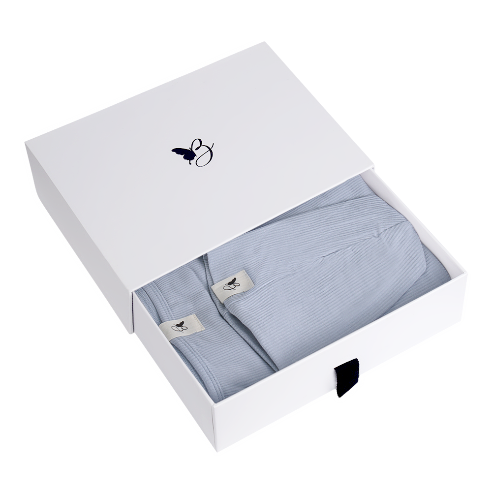 Bebe Bella Ribbed Blanket & Hat Set Blue 1 Month