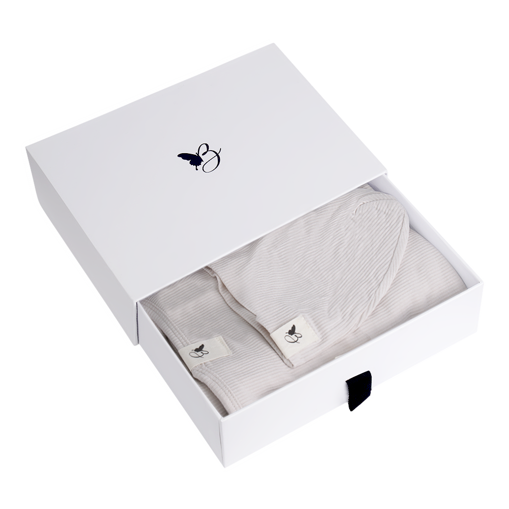 Bebe Bella Ribbed Blanket & Hat Set Dark Almond 1 Month