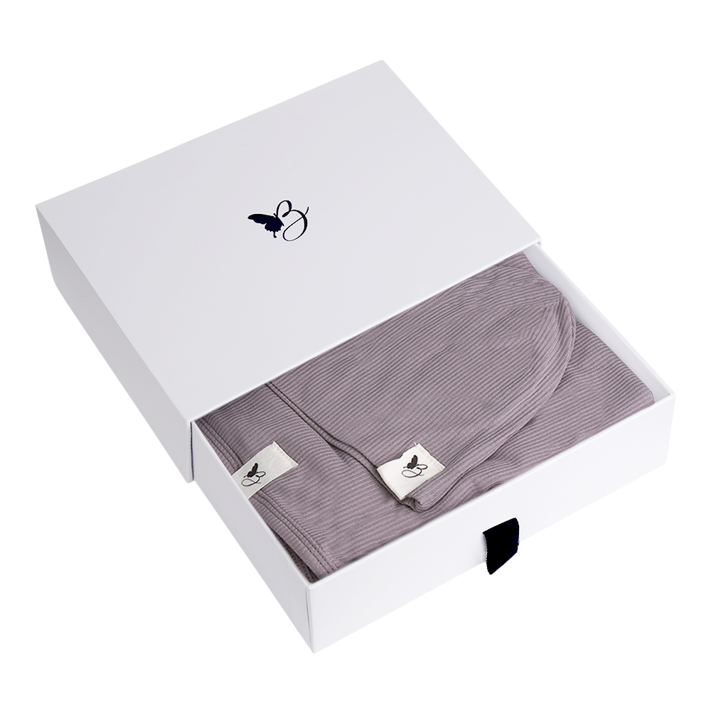 Bebe Bella Ribbed Blanket & Hat Set Mink 1 Month