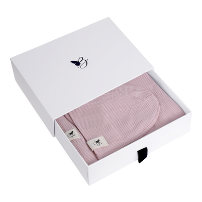 Bebe Bella Ribbed Blanket & Hat Set Petal 1 Month