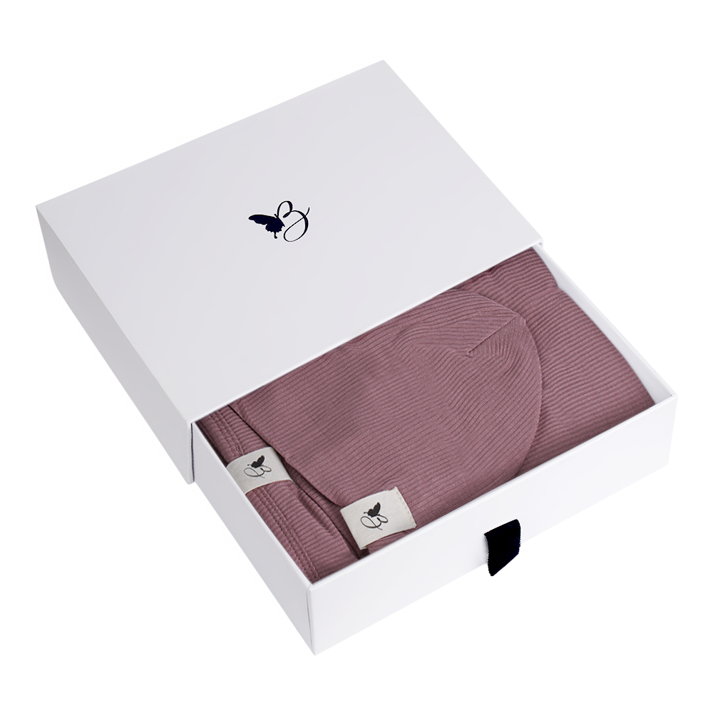 Bebe Bella Ribbed Blanket & Hat Set Rose 1 Month