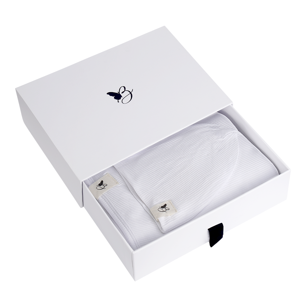 Bebe Bella Ribbed Blanket & Hat Set White 1 Month