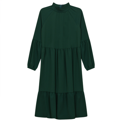 Tiered Dress With Zip Green