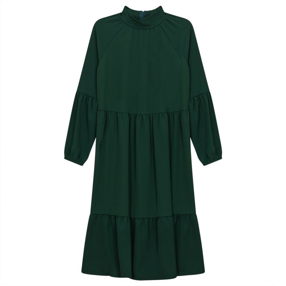 Tiered Dress With Zip Green