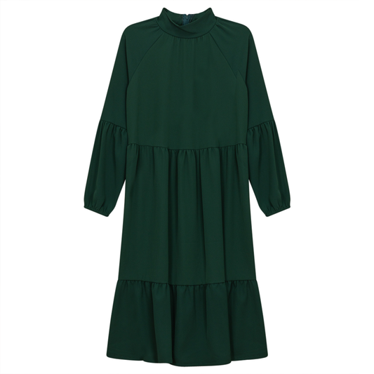 Tiered Dress With Zip Green
