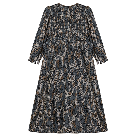 Smocked Dress With Zip Animal print